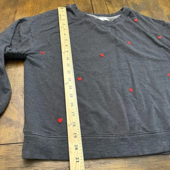Anthropologie Sundry size 0 (XS) boxy gray sweater with embroidered hearts. EUC. - Picture 4 of 9